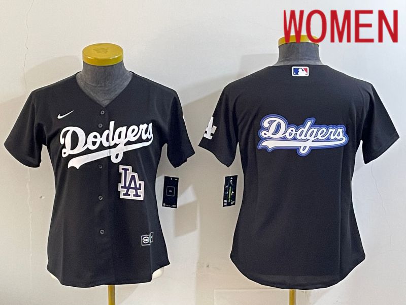 Women Los Angeles Dodgers Blank Black Game 2024 Nike MLB Jersey style 11215->women mlb jersey->Women Jersey